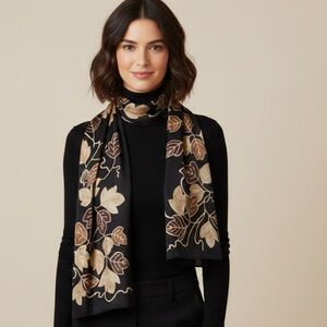 Metropolitan Museum of Art Brown Leaf Silk scarf
